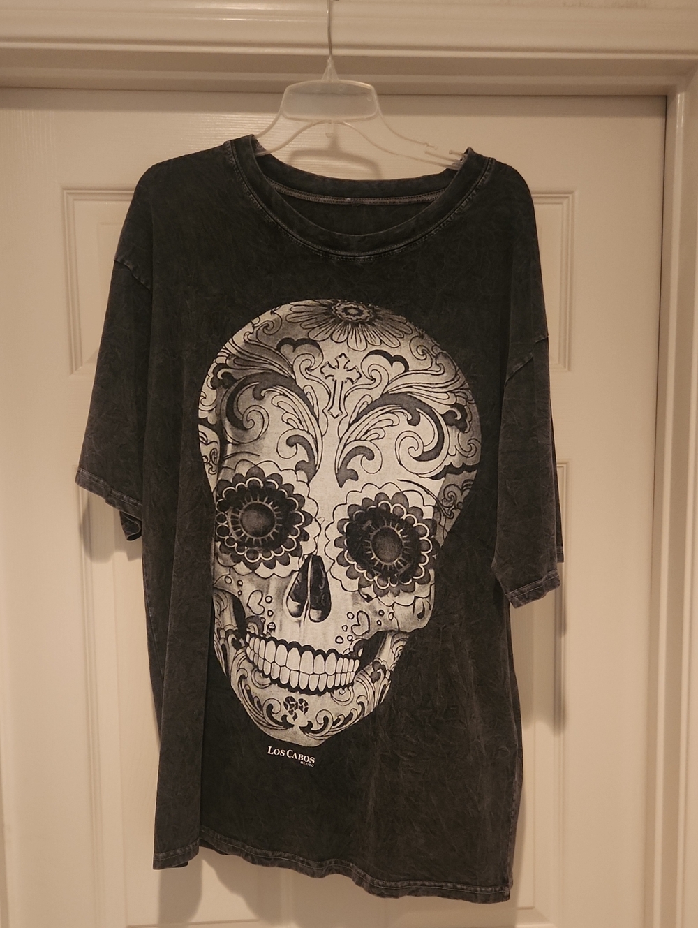 Source Unknown Black Graphic Tee with White Sugar Skull